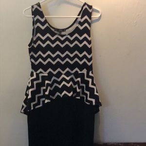 Black and white peplum dress